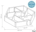 Multi Hochbeet mit 7 Pflanzkästen sechseckig aus Holz für Garten Balkon Terrasse, Kräuterbeet-Rahmen Pflanzbeet Blumenbeet niedrig, 100 x 100 x 18 cm, braun - Thumbnail 4