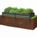 Botanic Hochbeet Metall 200x100x20 cm, verzinkter Stahl, wetterfest & rostfrei, Metallhochbeet Anthrazit mit Bodenankern, stabiles Gartenbeet für Gemüse, Kräuter und Blumen - Thumbnail 2