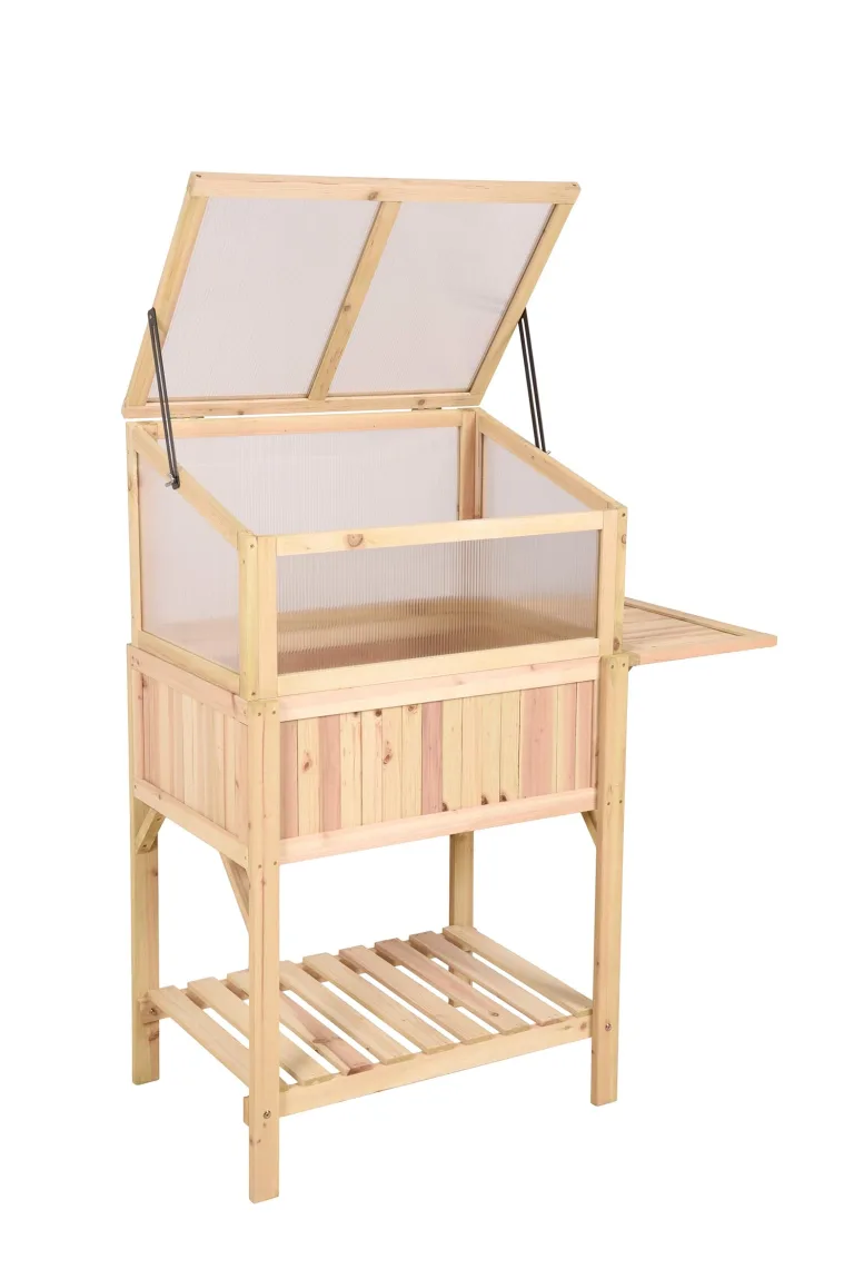 Hochbeet PULI Braun Tanne | Gewächshaus Holz-Hochbeet für Garten Anbaubeet Gemüsebeet Kräuterbeet – Bild 1