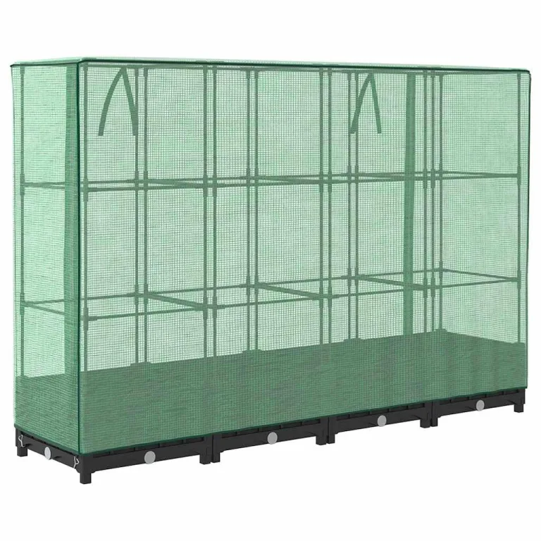 Hochbeet mit Gewächshausabdeckung 160x40x123 cm Rattanoptik Gartenbeet inklusive stabilem Eisenrahmen und wetterfester PE-Abdeckung für Gemüse Kräuter Blumen auf Balkon Terrasse – Bild 6