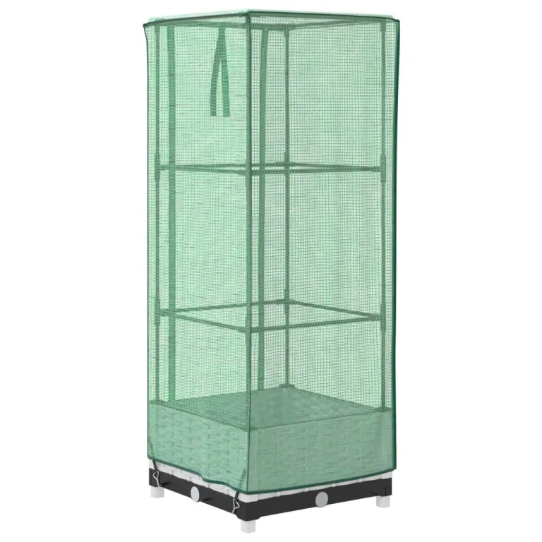 Hochbeet mit Gewächshaus Frühbeet Aufsatz Rattan Optik 40x40x123 cm, Stabiles Tomatenhaus für Garten und Balkon, Pflanzkasten mit Schutznetz und Belüftung für Gemüse Kräuter Blumen – Bild 6