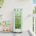 Hochbeet mit Gewächshaus Frühbeet Aufsatz Rattan Optik 40x40x123 cm, Stabiles Tomatenhaus für Garten und Balkon, Pflanzkasten mit Schutznetz und Belüftung für Gemüse Kräuter Blumen - Thumbnail 3
