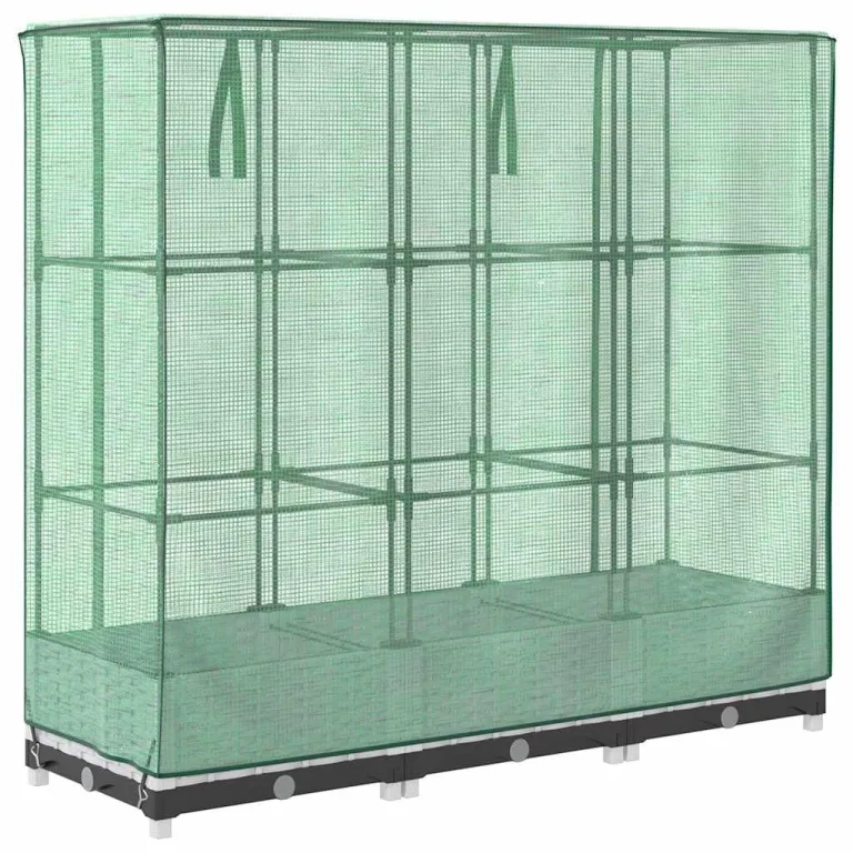 Hochbeet mit Gewächshaus Frühbeet Tomatenhaus 120x40x123 cm Rattan Optik WeiÃŸ, Stabiles PP Beet mit Eisenrahmen und Wasserdichter Abdeckung für Garten Balkon Terrasse – Bild 6