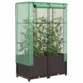 Hochbeet mit Gewächshaus Aufsatz 80x40x138 cm Rattan Optik Frühbeet für Tomaten Gemüse Kräuter, Stabiles PP Beet mit Eisenrahmen & Wasserdichter Abdeckung für Garten Balkon Terrasse - Thumbnail 1