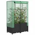 Hochbeet mit Gewächshaus Aufsatz 80x40x138 cm Rattan Optik Frühbeet für Tomaten Gemüse Kräuter, Stabiles PP Beet mit Eisenrahmen & Wasserdichter Abdeckung für Garten Balkon Terrasse - Thumbnail 1