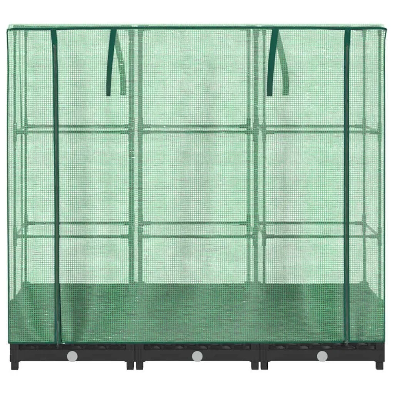Hochbeet mit Gewächshausabdeckung 120x40x123 cm Rattanoptik für Garten und Balkon, Stabiles PP Beet mit Eisenrahmen & Wasserdichter PE Abdeckung für Gemüse und Kräuter – Bild 4