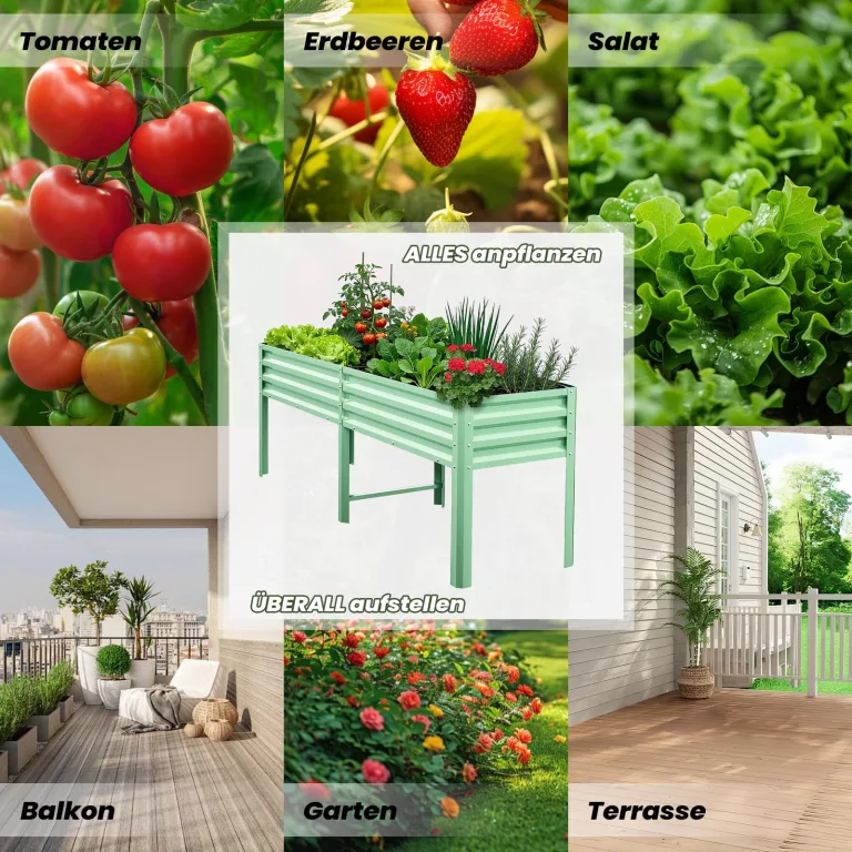 Hochbeet aus Metall, Verzinkter Stahl Rostfrei, 226x60x80 cm Hochbeet für Garten, Terrasse & Balkon, Pflanzkasten für Gemüse, Kräuter und Blumen, Langlebiges Pflanzbeet – Bild 6