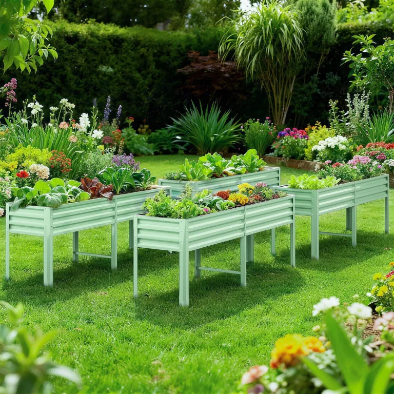Hochbeet aus Metall, Verzinkter Stahl Rostfrei, 226x60x80 cm Hochbeet für Garten, Terrasse & Balkon, Pflanzkasten für Gemüse, Kräuter und Blumen, Langlebiges Pflanzbeet – Bild 7