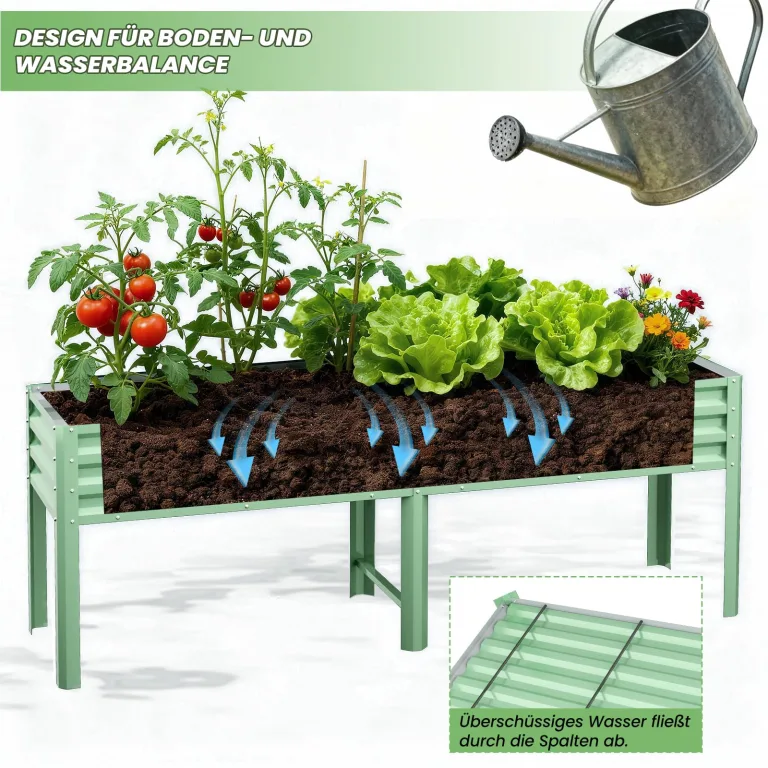 Hochbeet aus Metall, Verzinkter Stahl Rostfrei, 226x60x80 cm Hochbeet für Garten, Terrasse & Balkon, Pflanzkasten für Gemüse, Kräuter und Blumen, Langlebiges Pflanzbeet – Bild 9