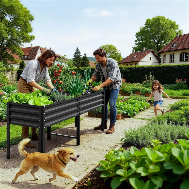 Hochbeet aus Metall, Verzinkter Stahl Rostfrei, 226x60x80 cm Hochbeet für Garten, Terrasse & Balkon, Pflanzkasten für Gemüse, Kräuter und Blumen, Langlebiges Pflanzbeet – Bild 2