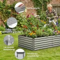 Hochbeet Metall XXL (240x120x60 cm), Wetterfestes Pflanzbeet für Garten & Terrasse, Verzinktes Gemüsebeet mit Stabilisierungsstangen, Pflanzkübel mit Offenem Boden für Tomaten, Silber - Thumbnail 6