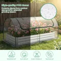 FANTASK 3 in 1 Gewächshaus mit Hochbeet, Foliengewächshaus mit PVC-Folie & 2 Fenstern, Rechteckiges Blumenbeet, Metall Pflanzkasten, Tomatenhaus für Garten, Terrasse & Balkon, 202 x 101 x 81 cm - Thumbnail 5
