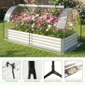 FANTASK 3 in 1 Gewächshaus mit Hochbeet, Foliengewächshaus mit PVC-Folie & 2 Fenstern, Rechteckiges Blumenbeet, Metall Pflanzkasten, Tomatenhaus für Garten, Terrasse & Balkon, 202 x 101 x 81 cm - Thumbnail 7