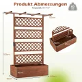 COSTWAY Blumenkasten mit Rankgitter & Dach, Pflanzkübel mit Sichtschutz, Pflanzkasten Tannenholz, Hochbeet mit Spalier, Drainagelöchern, Blumenkübel mit Rankhilfe für Kletterpflanzen, 100 x 55 x 183cm - Thumbnail 3