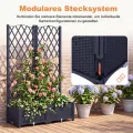 GOPLUS Blumenkasten mit Rankgitter, Hochbeet mit Spalier für Kletterpflanzen & Topfpflanzen, Tiefes Pflanzbeet mit Drainagelöchern für Balkon, Hinterhof & Garten (Grau,80 x 40 x 122 cm) - Thumbnail 7