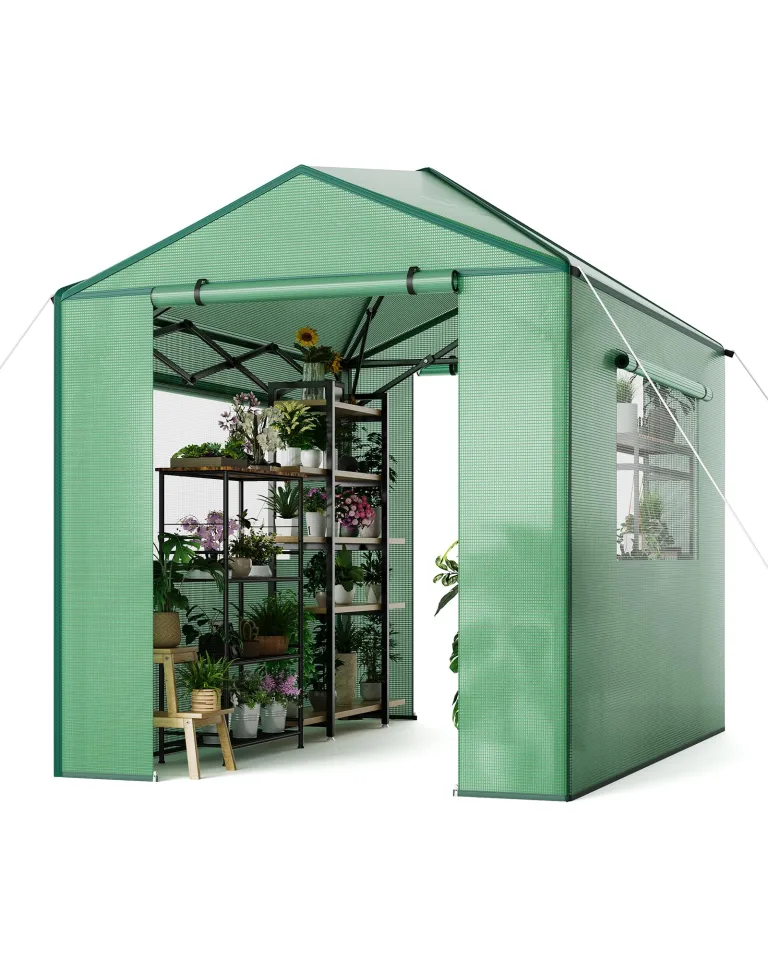 GarveeHome Gewächshaus Tunnel – Stabiler PE-Bezug, robuster Rahmen, Zipper-Türen & Mesh-Fenster, schneller Aufbau, UV-beständig, Winterfest – Ideal für Pflanzenaufzucht im Garten, Innen – Bild 6