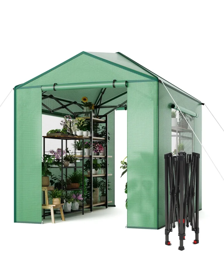 GarveeHome Gewächshaus Tunnel – Stabiler PE-Bezug, robuster Rahmen, Zipper-Türen & Mesh-Fenster, schneller Aufbau, UV-beständig, Winterfest – Ideal für Pflanzenaufzucht im Garten, Innen – Bild 9