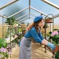 GarveeHome Stabiles begehbares Polycarbonat Gewächshaus 8x12 FT für Garten & Outdoor – Robuster Aluminiumrahmen, abschließbare Tür, Dachfenster – Ideal für Terrasse, Rasen, Pflanzenanzucht - Thumbnail 10