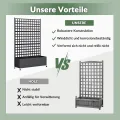 Hochbeet mit Sichtschutz 33cm tief | Metall Pflanzkasten mit Rankgitter & Rollen, wetterfest rostfrei, freistehend für Blumen, Kletterpflanzen, Tomaten, Garten Balkon Terrasse Privatsphäre(2 Stücke) - Thumbnail 3