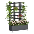 Hochbeet mit Sichtschutz 33cm tief | Metall Pflanzkasten mit Rankgitter & Rollen, wetterfest rostfrei, freistehend für Blumen, Kletterpflanzen, Tomaten, Garten Balkon Terrasse Privatsphäre(2 Stücke) - Thumbnail 7