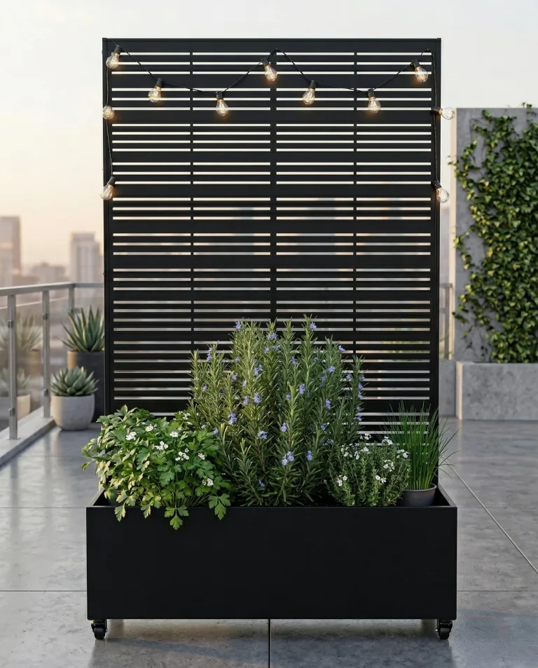 Hochbeet Metall mit Sichtschutz, Pflanzbeet Pflanzkübel Pflanzkasten Frühbeet Gartenbeet Blumenkasten Blumenbeet mit Rankgitter und Rollen wetterfest für Garten, Balkon und Terrasse – Bild 8