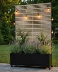 Hochbeet Metall mit Sichtschutz, Pflanzbeet Pflanzkübel Pflanzkasten Frühbeet Gartenbeet Blumenkasten Blumenbeet mit Rankgitter und Rollen wetterfest für Garten, Balkon und Terrasse - Thumbnail 1