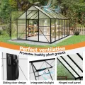 Gewächshaus Aluminium 380x250x205 cm mit Fundament, 4 mm PC-Hohlkammerplatten, Wetterfest & Stabil, Tomatenhaus Treibhaus Anzuchthaus Garten Frühbeet, inkl. Dachfenster & Tür - Thumbnail 3