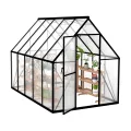 Gewächshaus Aluminium 380x250x205 cm mit Fundament, 4 mm PC-Hohlkammerplatten, Wetterfest & Stabil, Tomatenhaus Treibhaus Anzuchthaus Garten Frühbeet, inkl. Dachfenster & Tür - Thumbnail 10