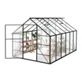 Gewächshaus Aluminium 380x250x205 cm mit Fundament, 4 mm PC-Hohlkammerplatten, Wetterfest & Stabil, Tomatenhaus Treibhaus Anzuchthaus Garten Frühbeet, inkl. Dachfenster & Tür - Thumbnail 1