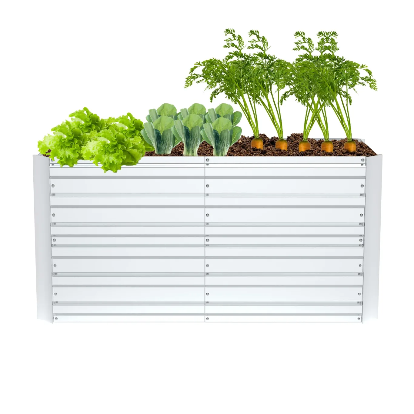 Metall Hochbeet Rechteckig 300x120x58 cm, stabil & rostfrei, wetterfest, langlebiges Gartenbeet für Gemüse, Kräuter & Blumen, Balkon & Terrasse – Silber - Bild 1