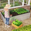Metall Hochbeet Rechteckig 300x120x58 cm, stabil & rostfrei, wetterfest, langlebiges Gartenbeet für Gemüse, Kräuter & Blumen, Balkon & Terrasse – Silber - Thumbnail 9