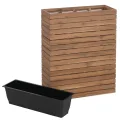 Mendler Pflanzkasten HWC-L21, Hochbeet Pflanzkübel Blumentopf, eckig 77x63x23cm Outdoor Akazie Holz FSC®-Zertifiziert - Hellbraun - Thumbnail 8