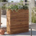 Mendler Pflanzkasten HWC-L21, Hochbeet Pflanzkübel Blumentopf, eckig 77x63x23cm Outdoor Akazie Holz FSC®-Zertifiziert - Hellbraun - Thumbnail 1