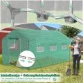 Begehbares Gewächshaus Winterfest, 4.5x2x2m Grün, Feuerverzinkter Stahlrahmen, Isoliertes Foliengewächshaus, Überwinterungszelt für Pflanzen, Gartenhäuschen für Balkon & Garten - Thumbnail 6