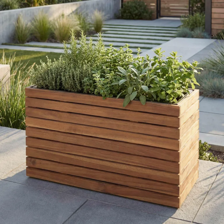 Mendler Pflanzkasten HWC-L21, Pflanzkübel Blumentopf Hochbeet, eckig 41x63x23cm Outdoor Akazie Holz FSC®-Zertifiziert - schwarz – Bild 10