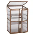 Mendler Gewächshaus HWC-Q13, Treibhaus Anzuchthaus Frühbeet Fenster verstellbar Holz FSC®-Zertifiziert 110x76x57cm - Dunkelbraun - Thumbnail 4