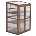Mendler Gewächshaus HWC-Q13, Treibhaus Anzuchthaus Frühbeet Fenster verstellbar Holz FSC®-Zertifiziert 110x76x57cm - Dunkelbraun - Thumbnail 9
