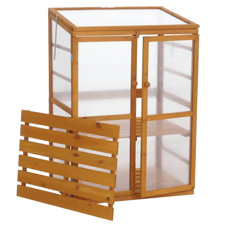 Mendler Gewächshaus HWC-Q13, Treibhaus Anzuchthaus Frühbeet Fenster verstellbar Holz FSC®-Zertifiziert 110x76x57cm - Natur – Bild 8