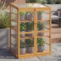 Mendler Gewächshaus HWC-Q13, Treibhaus Anzuchthaus Frühbeet Fenster verstellbar Holz FSC®-Zertifiziert 110x76x57cm - Natur - Thumbnail 1