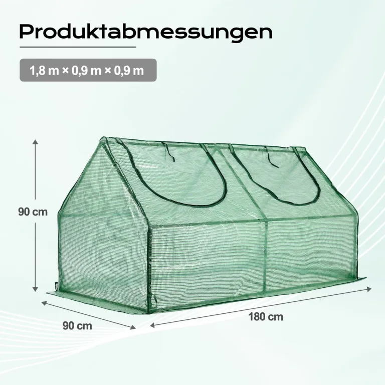 COWVIE Mini-Gewächshaus, 1,8 x 0,9 x 0,9 m, mit 2 Reißverschlusstüren, wasserabweisend, UV-beständig, für Blumen, Gemüse und Kräuter, grün – Bild 3