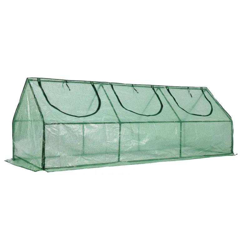 COWVIE Mini-Gewächshaus, 1,8 x 0,9 x 0,9 m, mit 2 Reißverschlusstüren, wasserabweisend, UV-beständig, für Blumen, Gemüse und Kräuter, grün – Bild 7