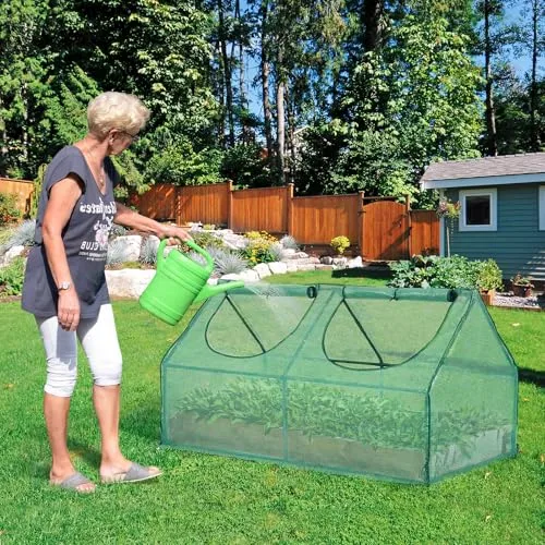 COWVIE Mini-Gewächshaus, 1,8 x 0,9 x 0,9 m, mit 2 Reißverschlusstüren, wasserabweisend, UV-beständig, für Blumen, Gemüse und Kräuter, grün – Bild 9