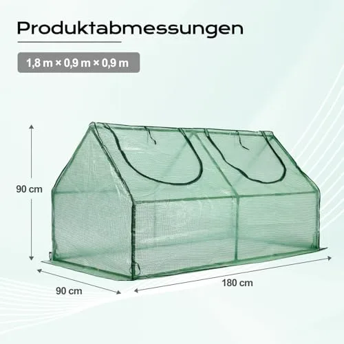 COWVIE Mini-Gewächshaus, 1,8 x 0,9 x 0,9 m, mit 2 Reißverschlusstüren, wasserabweisend, UV-beständig, für Blumen, Gemüse und Kräuter, grün – Bild 10