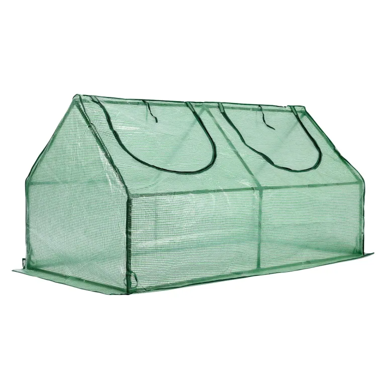 COWVIE Mini-Gewächshaus, 1,8 x 0,9 x 0,9 m, mit 2 Reißverschlusstüren, wasserabweisend, UV-beständig, für Blumen, Gemüse und Kräuter, grün – Bild 1