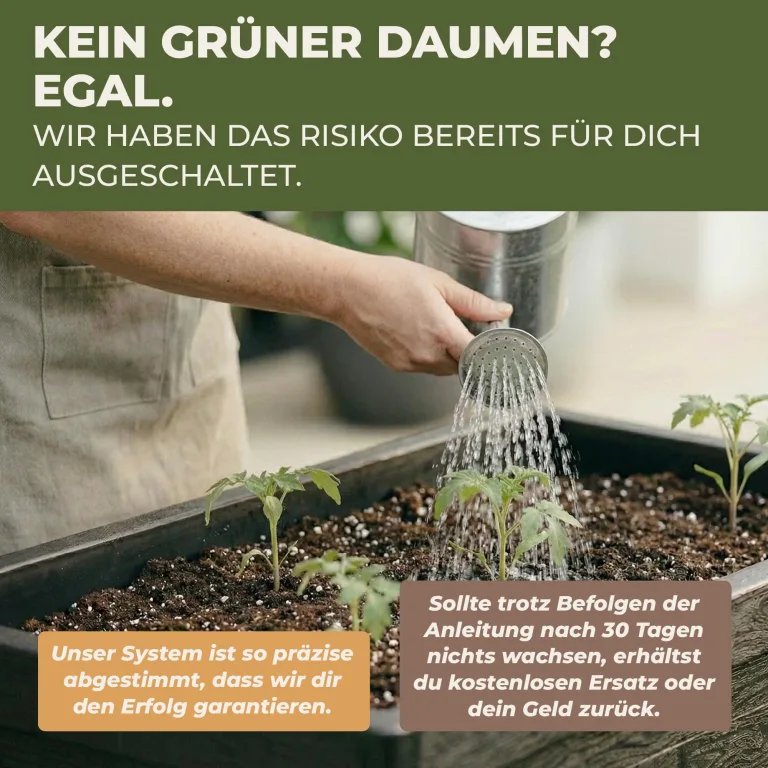 Green Home Hochbeet Set XXL 107 x 100 x 50 cm Balkon-Hochbeet mit Abdeckung als Frühbeet nutzbar inklusive Saatgut und Dünger Pflanzkasten aus Kunststoff für Kräuter und Gemüse – Bild 5
