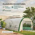 Outsunny Garten-Gewächshaus, Tunnel, 18 m², Tomatenhaus, Reißverschlusstür, aufrollbar, 8 Fenster, Rohrgestell aus verzinktem Stahl, Plane aus hochdichtem Polyethylen, 6 x 3 x 2 m, Weiß - Thumbnail 3