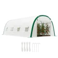 Outsunny Garten-Gewächshaus, Tunnel, 18 m², Tomatenhaus, Reißverschlusstür, aufrollbar, 8 Fenster, Rohrgestell aus verzinktem Stahl, Plane aus hochdichtem Polyethylen, 6 x 3 x 2 m, Weiß - Thumbnail 10