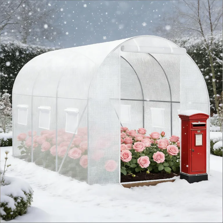 Großes begehbares Gewächshaus 200x300x190 cm – Winterfest, Rolltür & 6 Fenster, verzinktes Stahlgestell, Moskitonetz – als Tomatenhaus für Gemüse & Kräuter, Weiß – Bild 6