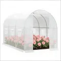 Großes begehbares Gewächshaus 200x300x190 cm – Winterfest, Rolltür & 6 Fenster, verzinktes Stahlgestell, Moskitonetz – als Tomatenhaus für Gemüse & Kräuter, Weiß - Thumbnail 4