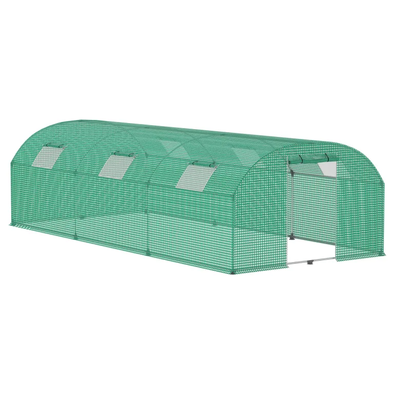 Gewächshaus 3x4 m begehbar, Foliengewächshaus mit 4 Fenstern & Tür, stabiles Stahlgestell, HDPE/LDPE Abdeckung, Tomatengewächshaus für Garten & Gemüseanbau – Bild 10